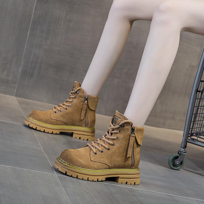 2025 frosted leather leather Martin boots women's retro locomotive European and American short tooling boots British style versatile women's boots