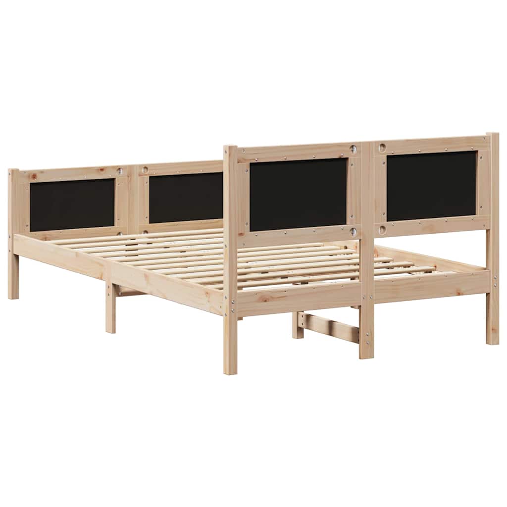 Bed Frame in Brown and Light Gray 120 x 190 cm Solid Pine Wood