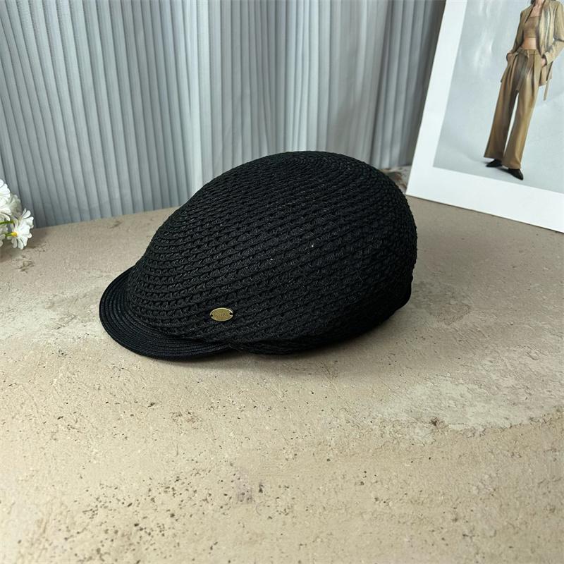 

202604-27-AISHNG ins chic SUMMER Breathable Weave Fashion Classic Forward cap men women leisure visors hat head size 57cm чорний