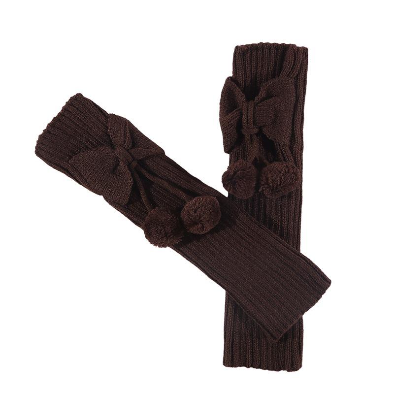 Kvinner Jenter Mote Strikkede Leggvarmere Kabelstrikk Fotløse Bootsokker Vinter Kawaii Benvarmere med Dusker