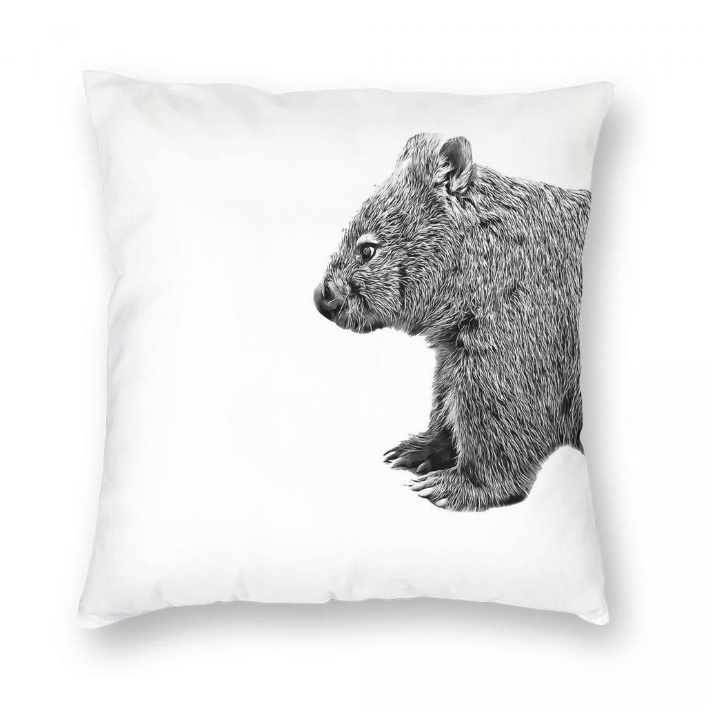Wombat Side Profile Pillowcase Polyester Linen Velvet Printed Zip Decorative Car