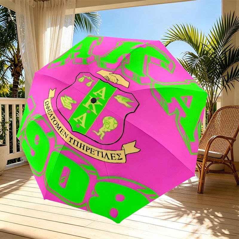 Alpha Kappa Alpha Print Automatic Open Close Umbrella, Portable Foldable Umbrella, for Outdoor Commute Camping Trip, Ideal Birthday Gift