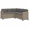 L shaped garden sofa set with table and cushions gray poly rattan