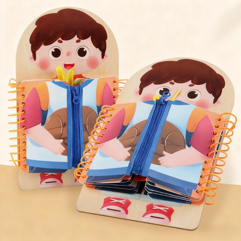 1pc Montessori Busy Board, Wooden Activity Toy for Kids, Learn To Tie Shoelaces Zip Buckle, Early Education Life Skills