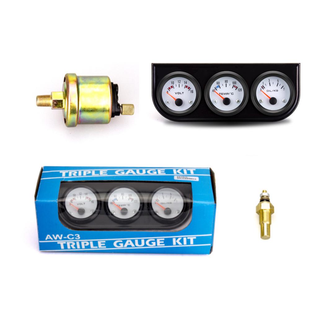 Car Instrument Gauge: Black Triple Meter for Water Temp, Oil Temp, Oil Pressure, and Voltage