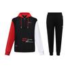 Li Ning Color Block Hooded Fleece Sweatshirt And Cuffed Sweatpants Set Unisex Sweatshirt And Sweatpants Black AWDSD49-2+AKLTC39-1