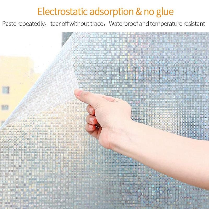 Window Privacy Film 3D Window Film Rainbow Sticker 3D Stained Glass Window Decals Static Cling Stickers for Bathroom