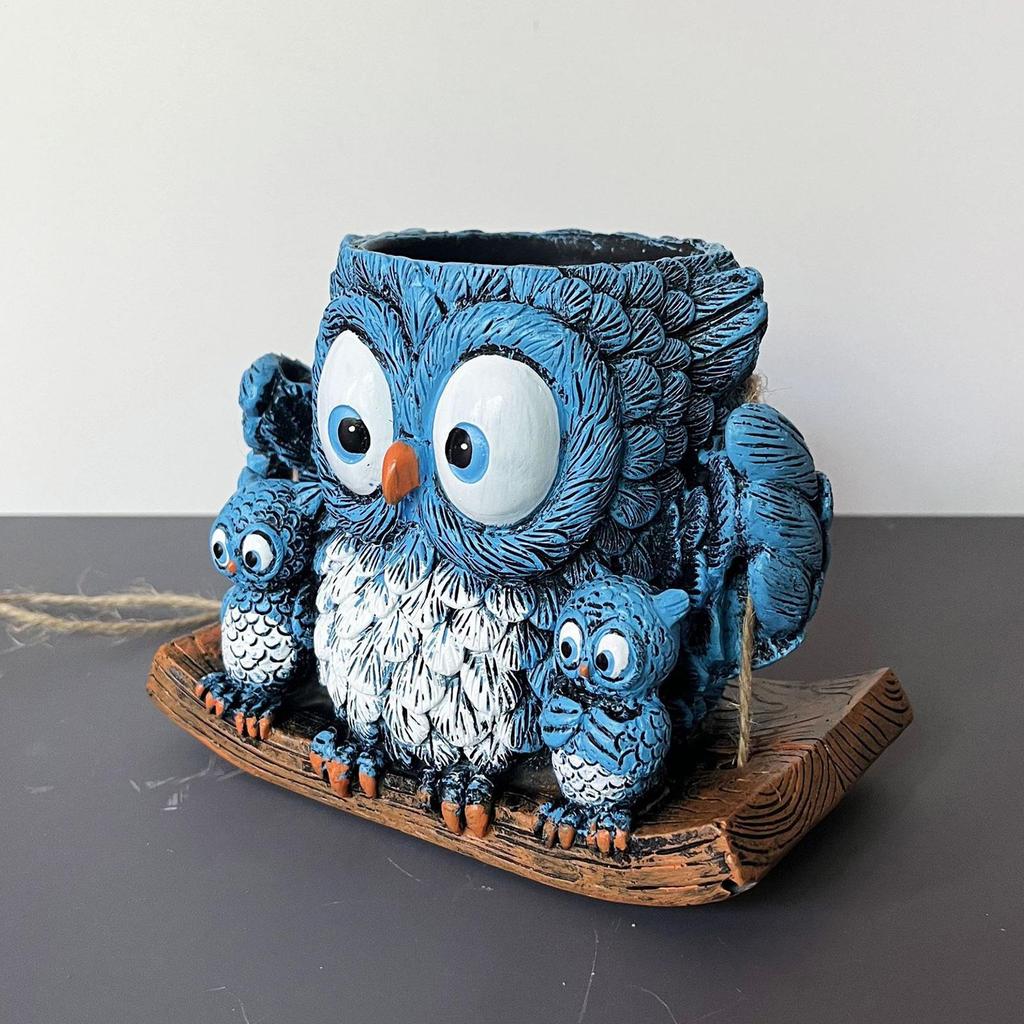 Plant Pots Cute Owl Resin Flowerpot Wall Planter for Indoor Plants for Home Kitchen Window Outdoor Garden Patio Orchid Fern