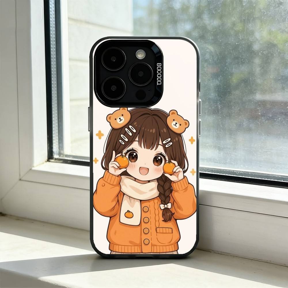 Cute Angry L-Little Girl Phone Case For iPhone 17,16,15,14,13,12,11 Plus,Pro Max,XS,Colored Silver Plated Inside Cover