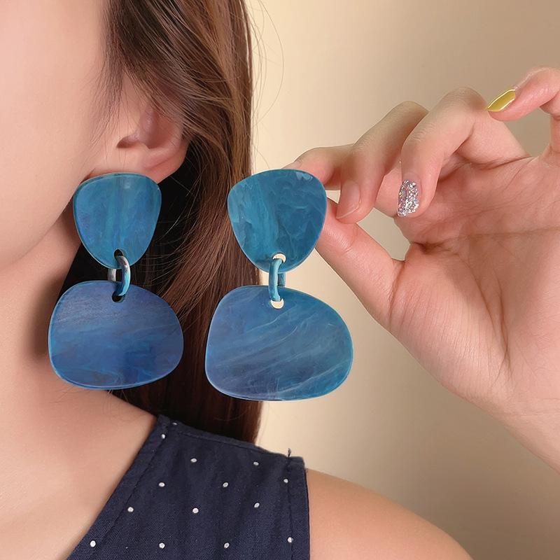 Náušnice s třásněmi ve tvaru kapky vody s dřevěnými korálky Silver Needle Etnický styl Retro Jednoduché puzetové náušnice Temperamentní náušnice Dámské Niche