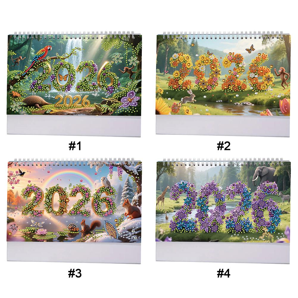 5D/DIY Calendar Diamond Art Paper Desk Calendar Diamond Decorations Calendar Shiny Rhinestones Decor Calendar for New Year Gifts