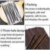 200Pcs Plastic Three-hole Coffee Straw, Coffee Stirrers Sticks, Disposable Individually Wrapped Cocktail Drink Liquor Straws