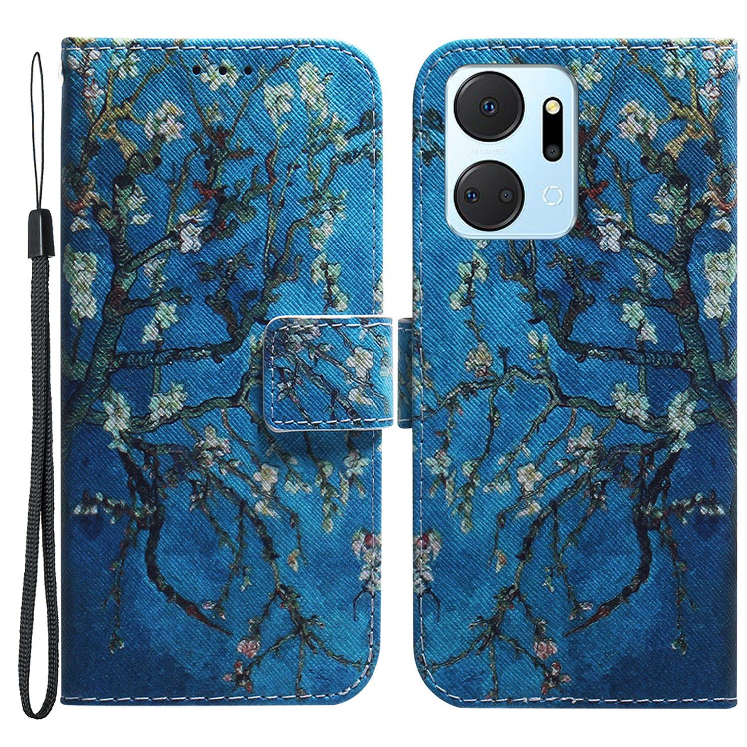 

Защитный чехол для Honor X7a 5G из ПУ кожи, откидная обложка-фолио, чехол-кошелек для телефона Apricot Flowers