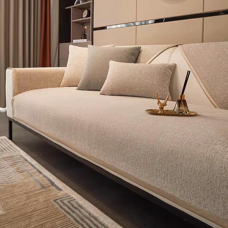 

Solid Color Minimalist Sofa Cushion Four Season Universal Cushions Backrest Cover Chenille Sofa Cover Cloth Dust and Anti Slip Protective Cover 70X70cm 1pcs