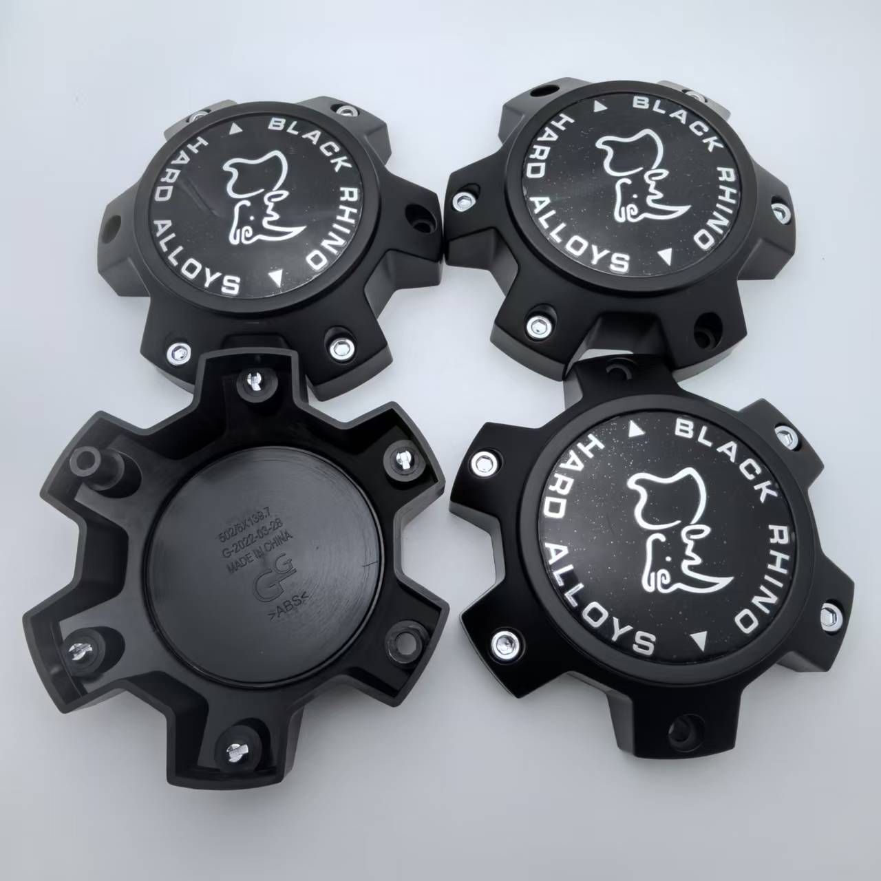 

4pcs 139MM Off-road Vehicle Black Rhino Logo Emblem Car Wheel Center Caps 6 Hole 139.7 Rim Hubcaps Cover Hub Cap Car Accessories Black Rhino Badge&Three Fixing Screws
