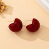 Women's Earrings, Semi-Circle Red Classic Fashion Earrings, Suitable for Daily Wear and Vacation Wear
