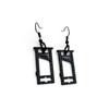 Gothic Black Geometric Hollowed-out Rectangle Guillotine Pendant Dangle Earrings for Women Men Halloween Party Jewelry Gifts