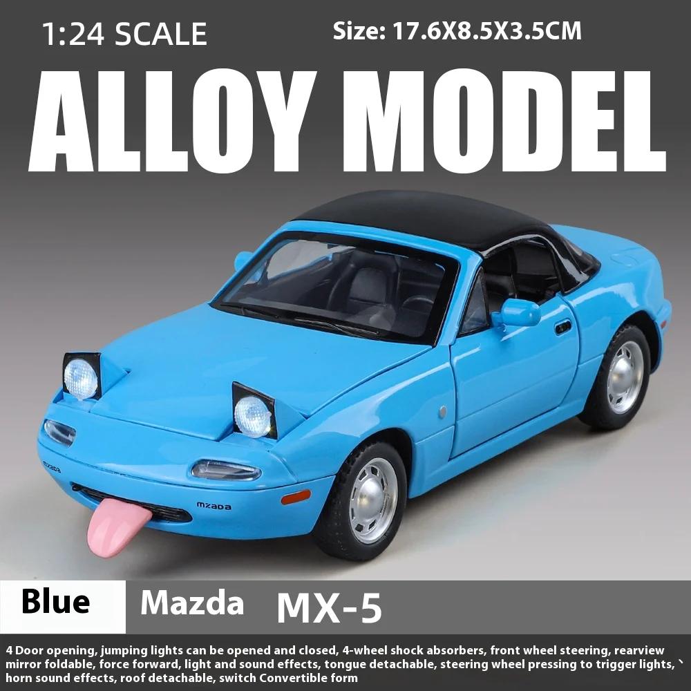 1:24 Mx-5 Miniatur-Legierungs-Metall-Druckguss-Spielzeugauto-Modell mit Sound & Licht, zu öffnenden Türen, Sammlerstück, Geschenk für Jungen C375