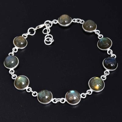 Labradorite 925 Sterling Silver Bracelet, Birthstone Bracelet Gift For Her Mom, Anniversary Gift