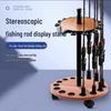 Wooden Floor-Standing Fishing Rod Display Rack, Holds 15 Rods for Home Storage.