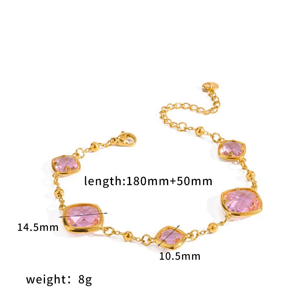 Srui New Arrival Women's Zircon 18k Gold Stainless Steel PVD Bangle High-End Elegant Link Bracelet for Women Party