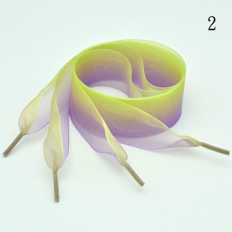 Color Wide Flat Fantastic Rainbow Shoelaces Voile Ribbon Shoe Laces