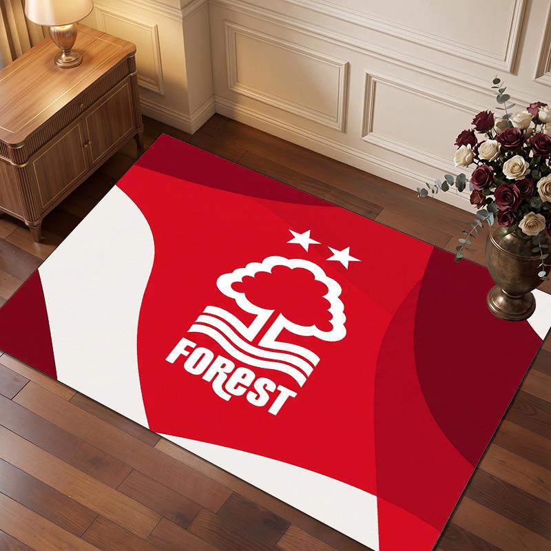 Nottingham Forest Football Print Crystal Velvet Rug, Comfortable Water Absorbent Non Slip Indoor Floor Carpet