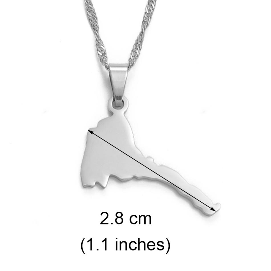 Anniyo 2.8CM Small Eritrea Map Pendant and Necklaces for Women Map of Eritrean Chain Jewelry #006421B 45cm OR 17.7 Inches
