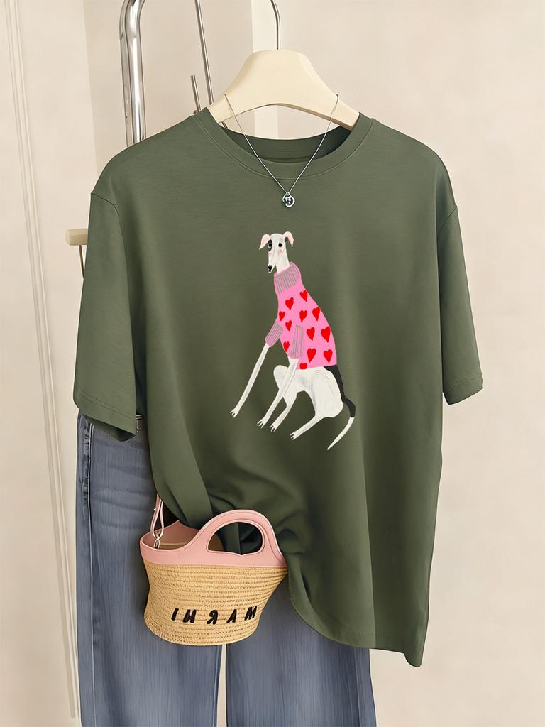 Funny Dachshund Dog Printing TShirt Womens Basics ONeck T Shirts Comfortable Loose Short Sleeve Tops Summer Soft Woman Clothes