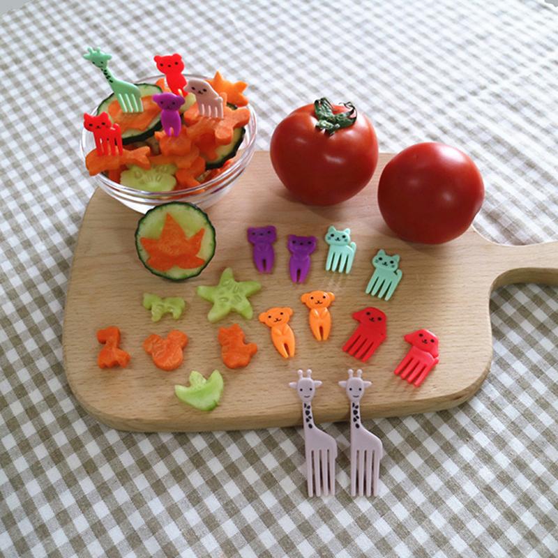 Mini Forks Animal Food Picks For Kids Cute Fruit Fork Reusable Cartoon Toothpick