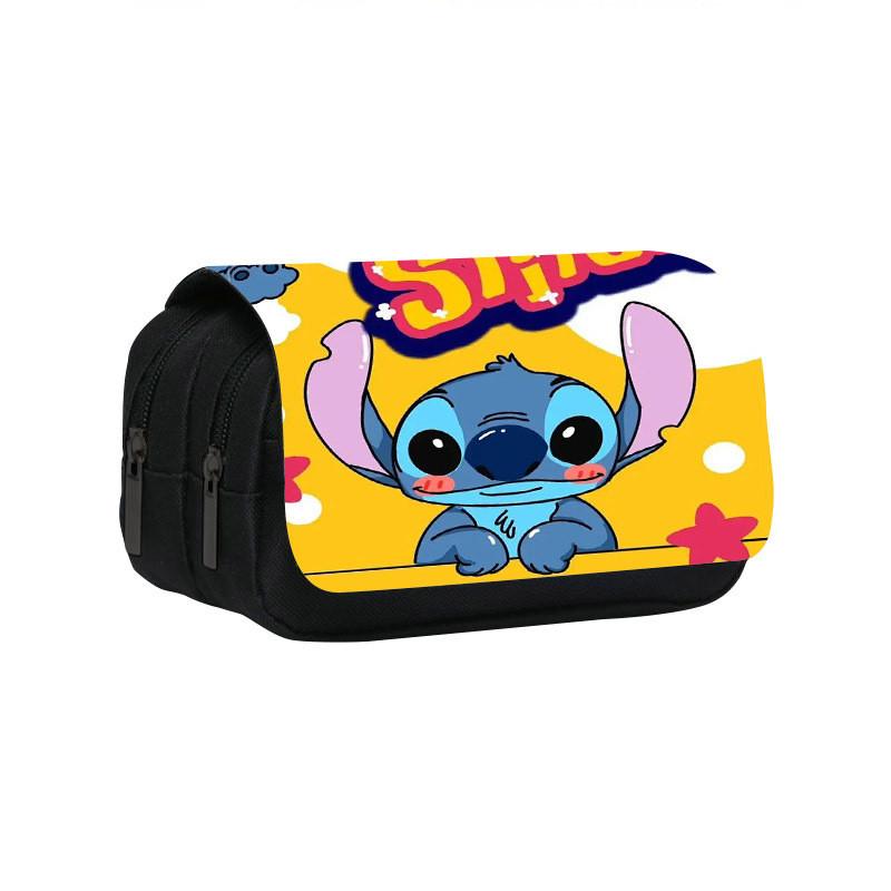 Stitch Double Layer Pencil Case For Students With Polyester Material And Storage Space