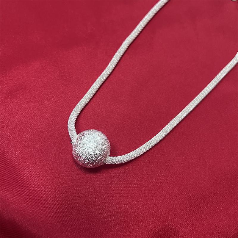 925 Sterling Silber Frosted Ball Network Chain Charm Damen Damen Halskette Modetrends Schmuck Geschenke