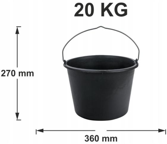 Plastic Construction Bucket, 20 Liters, Black