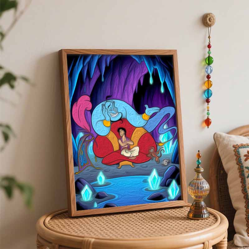 Disney Aladdin Genie Magic Lamp Oil Paint by Numbers Painting Art Kit Handmade Painting Home Decor Gift