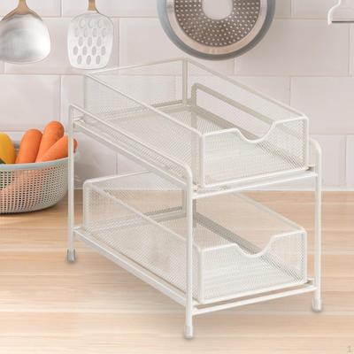 2 Tier Cabinet Organizer with Sliding Feature for Kitchen