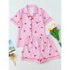 Summer Women Short Sleeve Top and Shorts 2 Piece Set Pajamas Female Fashion Casual Loose Sleepwear Bow Print Cardigan Pyamas Set
