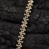 11.5mm Iced Out 5A CZ Brass Cross Link Bracelet Spring Clasp Vintage Religious Hip Hop Jewelry for Men