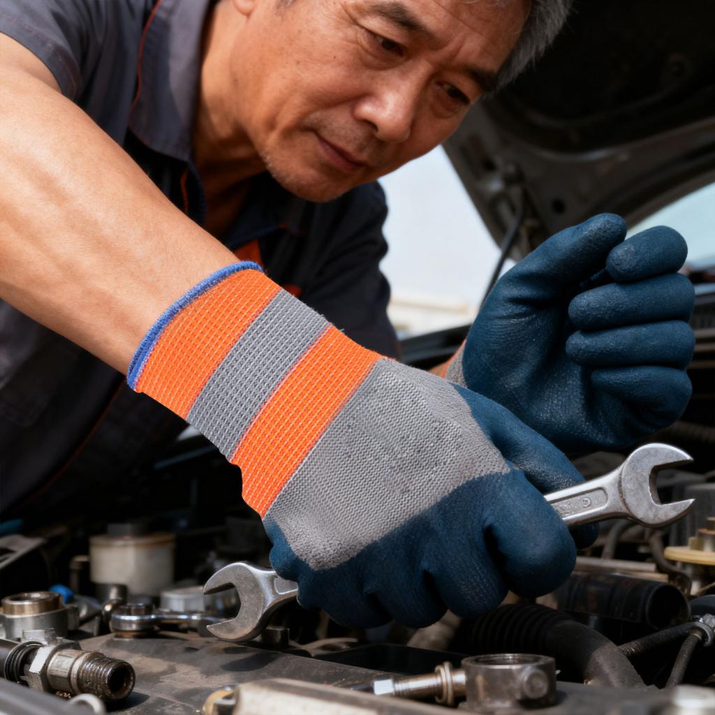 Work Gloves Made Of Wear-resistant, Non- Nitrile Rubber, Oil-resistant, Breathable, And Suitable For Construction Work.