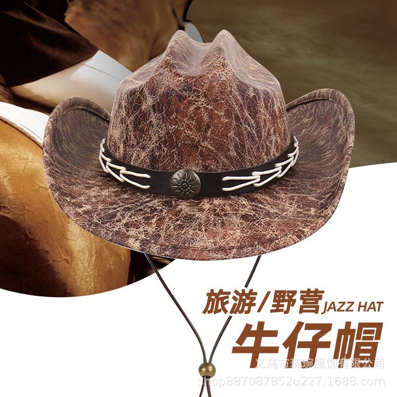 Western Cowboy Hat Outdoor Knight Show Sunscreen Hat Men's and Women's Travel Camping Fashion Suede Jazz Hat
