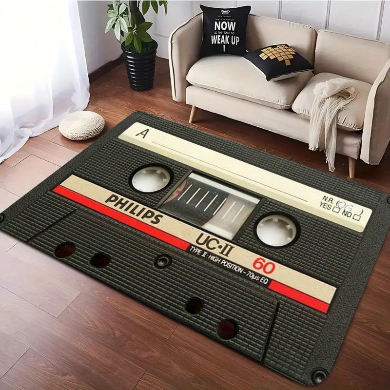 Tapete Moderno Estilo Rádio de Música Sala de Estar Quarto Almofada Antiderrapante Lavável e Resistente a Manchas Disponível em Vários