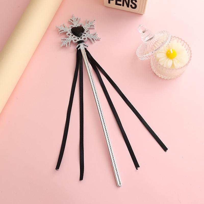 Girls Princess Crown Headband Bow Hair Accessories Snowflake Ribbon Magic Wand Set for Kids Birthday Party Dress Up