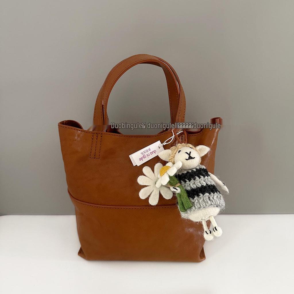 Blonde Flower Wool Felt Lamb Doll Pendant - Bag Charm, Keychain, Car Ornament