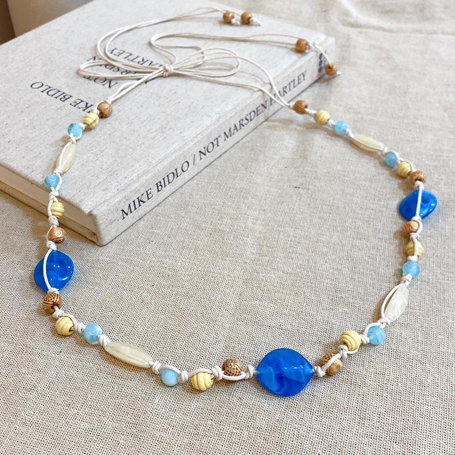 Korean Silk Scarf with Wooden Beads: Trendy, Versatile Waist Chain & Belt for Women