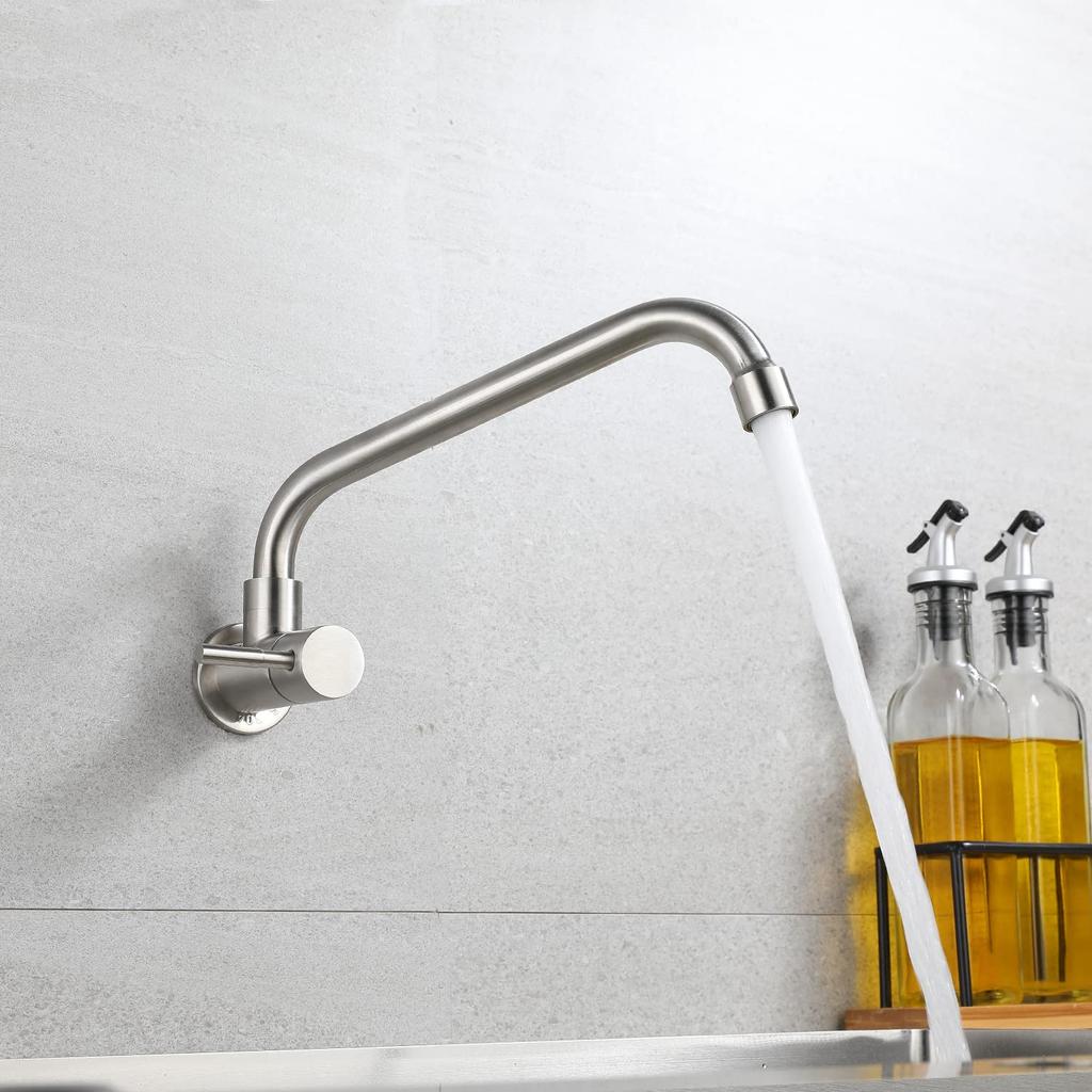 Cooltens Stainless Steel Faucet for and Handwashing Areas Single-Lever Wall-Mounted Kitchen, Bathroom, - Corrosion-Resistant