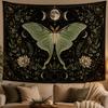 Luna Moth Tapestry Moon Phase Wall Hanging Celestial Witchy Room Decor Goth Aesthetic Fabric Wall Tapestries Home Decoration