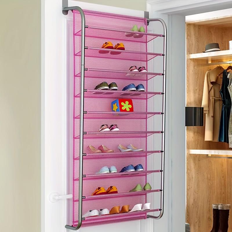 1pc Over-the-Door Shoe Organizer, Multi-Layer Hanging Shoe Rack, Space-Saving Metal Shoe Storage Bag for Home, Dorm, and Hallway