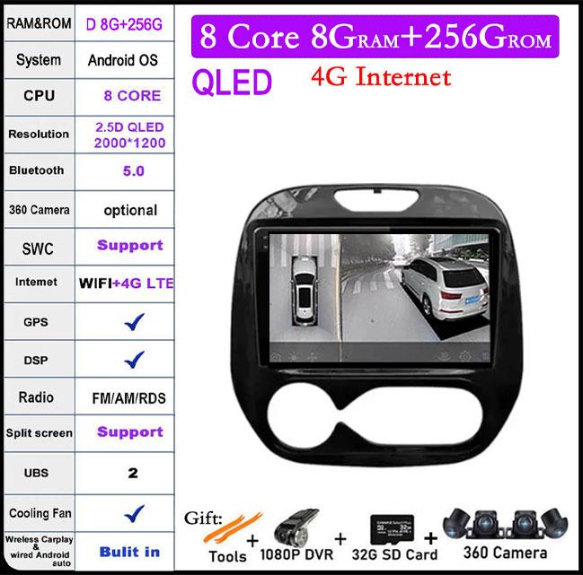 9 lnch For Renault Kaptur Captur 2016 2017 2018 2019 Android 14 Auto Radio Multimedia GPS Player Stereo Carplay WIFI BT