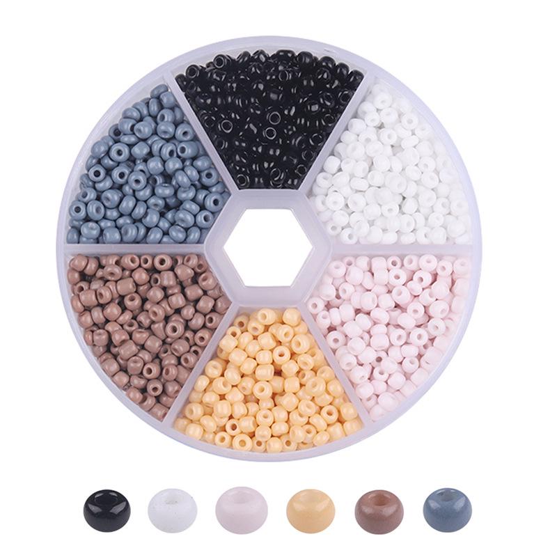 Handmade Mixed-Color Seed Beads Set: 6-Compartment Box for DIY Bracelets and Necklaces