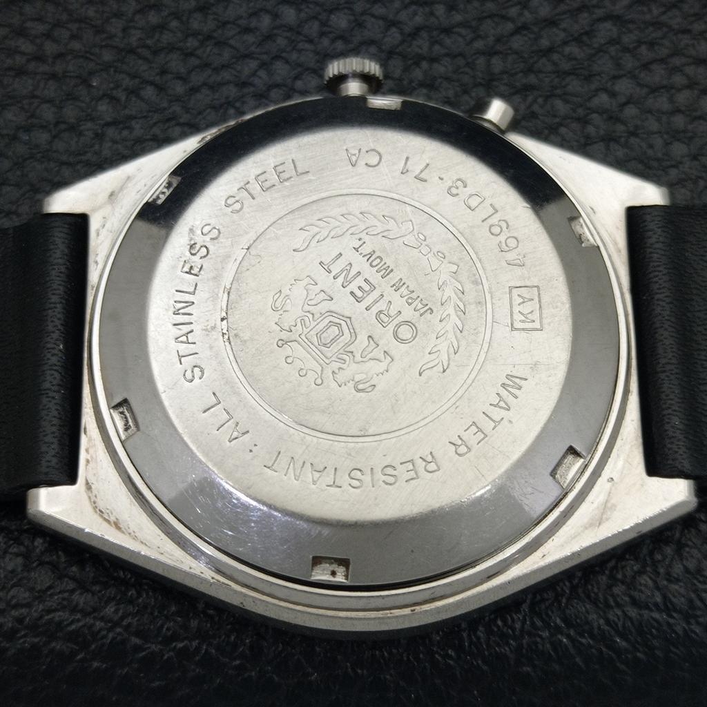 VINTAGE ORIENT AUTOMATIC 46943 JAPAN MENS BLACK COLOR DIAL WATCH A700158-5 R201-a700158