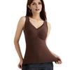 Sleeveless Thermal Shirts for Women Fleece Lined V Neck Tank Top High Stretch Padded Camisole Tops Winter Warm Base Layer